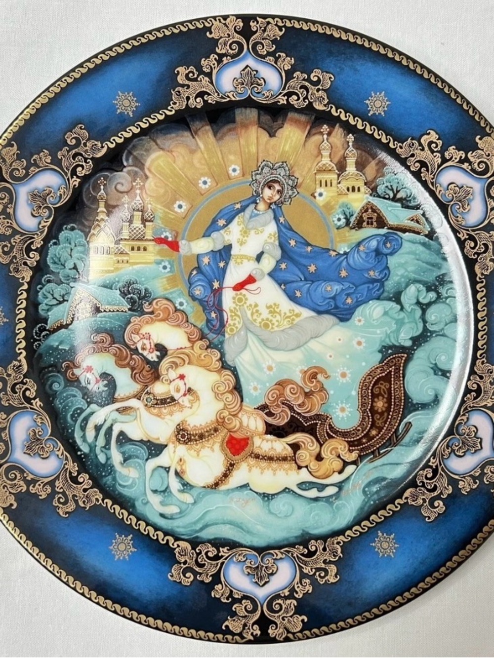 Lovely Russian Porcelain Plate “Winter Majesty” Limited Ed.1992, Hand Painted 8"